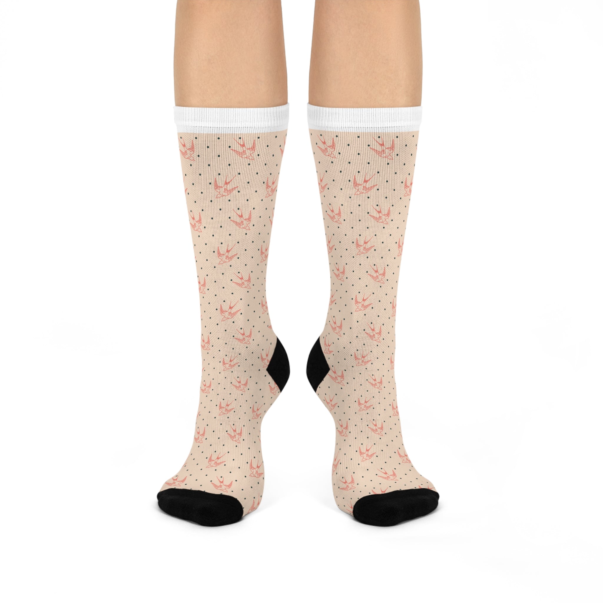 Floral Print Cushioned Crew Socks for Comfort and Style